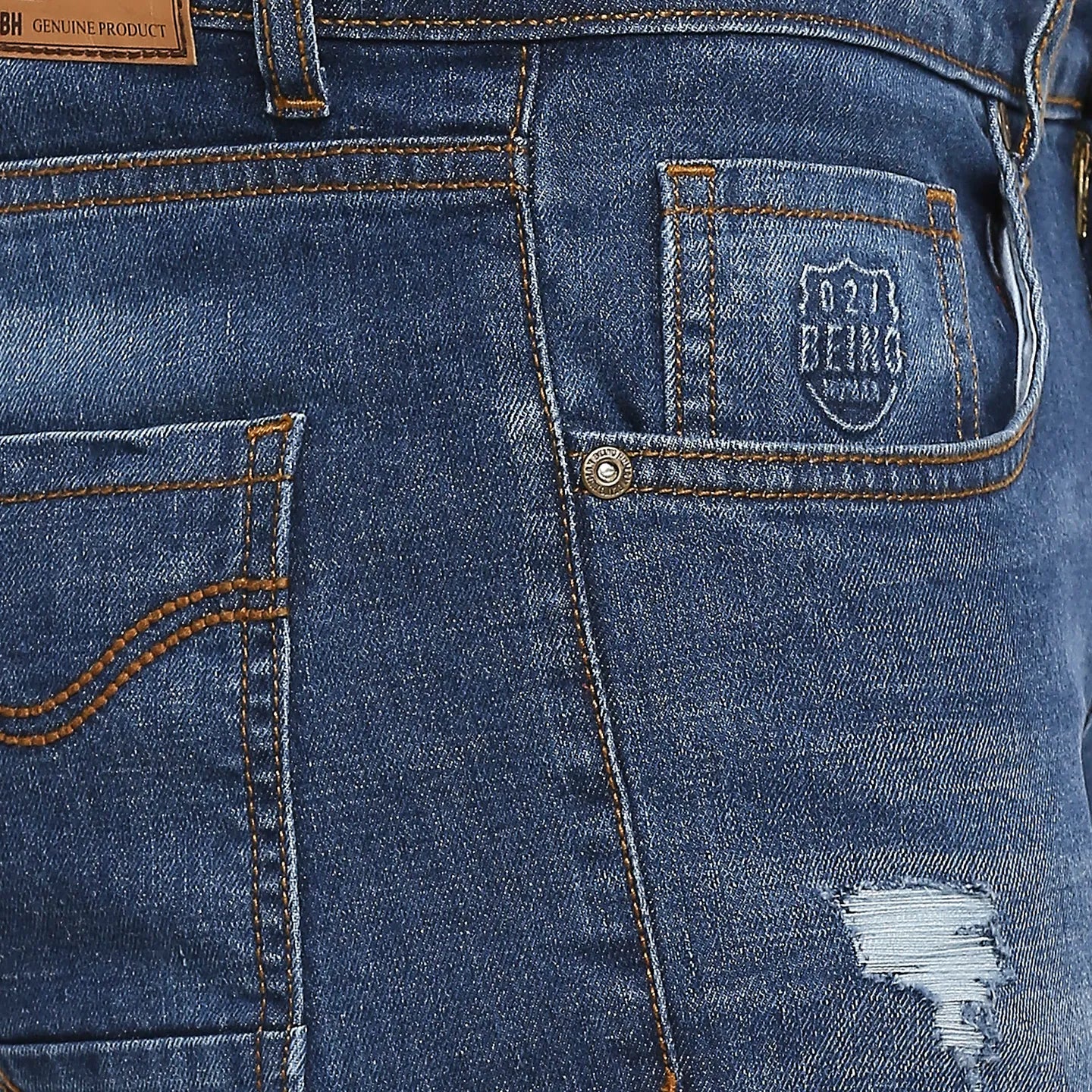 Blue Skinny Cropped Fit Men's Denims by Being Human Clothing - Image 4