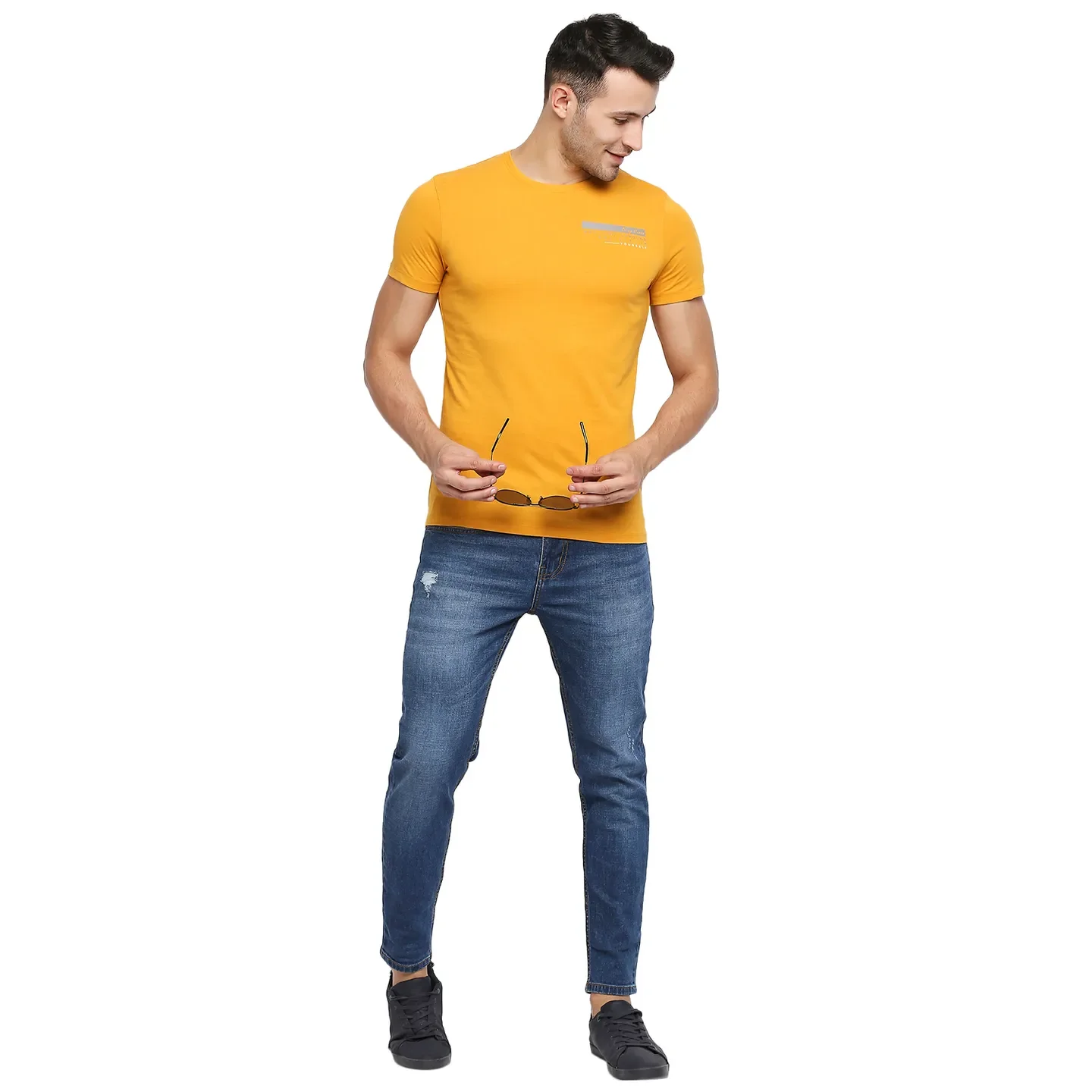 Blue Skinny Cropped Fit Men's Denims by Being Human Clothing - Image 5