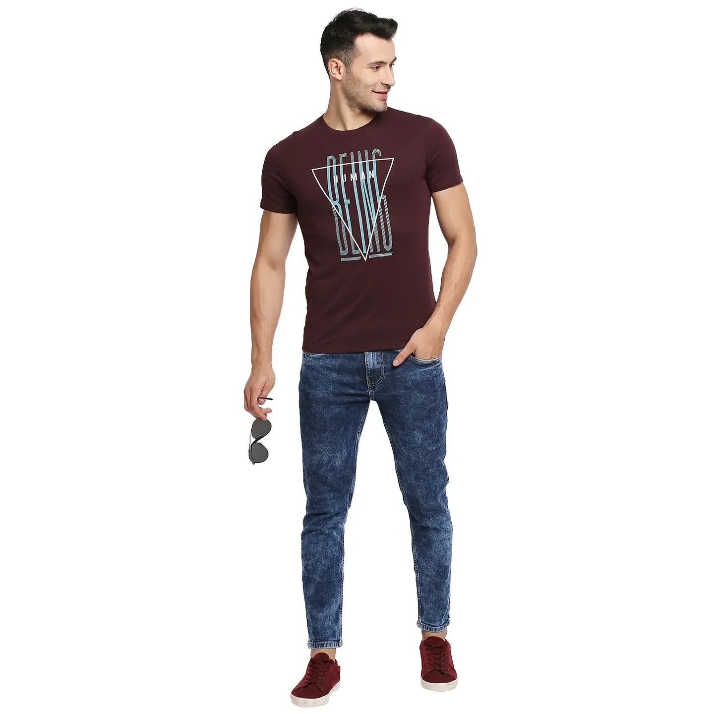 Blue Skinny Cropped Fit Men's Denims by Being Human Clothing - Image 5