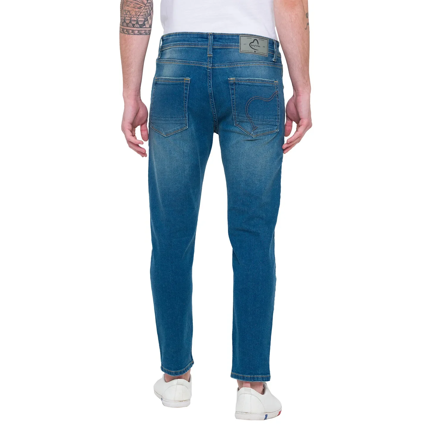 Blue Skinny Cropped Fit Men's Denims by Being Human Clothing - Image 4