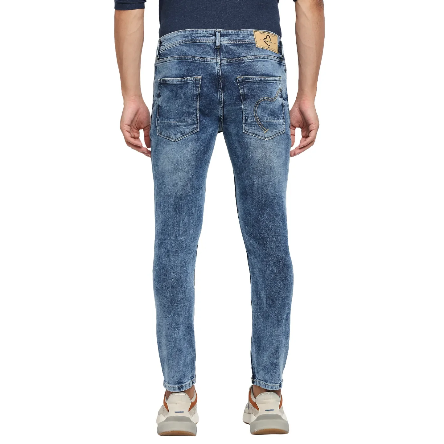 Blue Skinny Cropped Fit Men's Denims by Being Human Clothing - Image 4