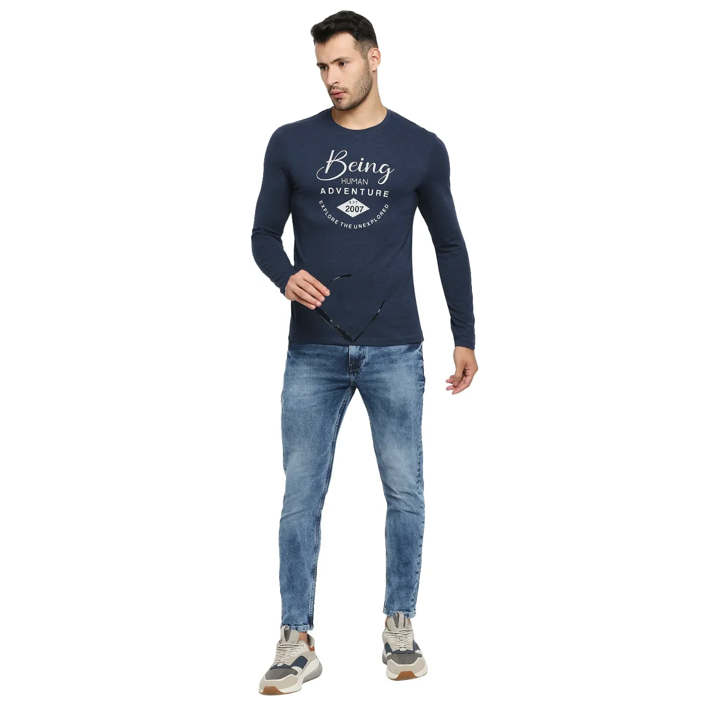 Blue Skinny Cropped Fit Men's Denims by Being Human Clothing - Image 6