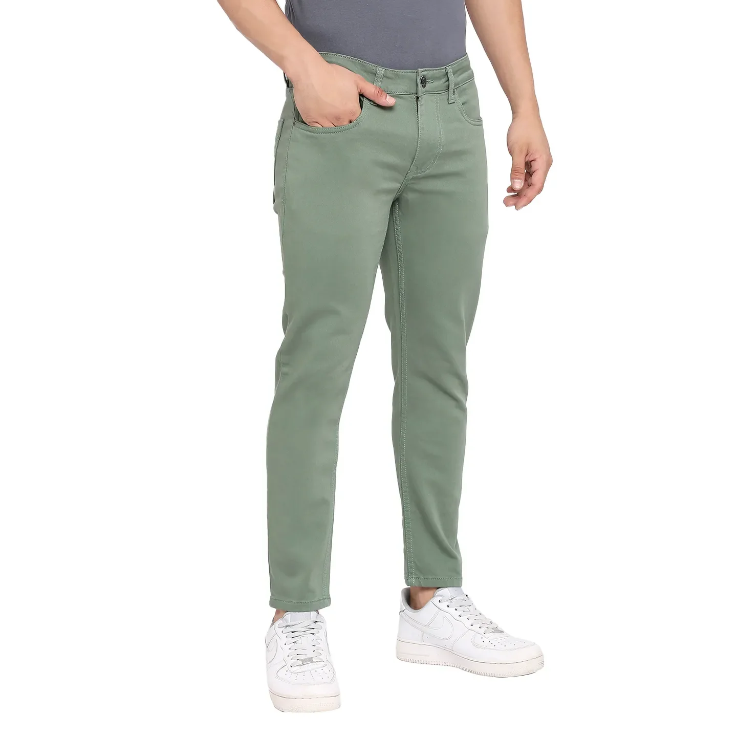 Green Skinny Cropped Fit Men's Denims by Being Human Clothing - Image 3