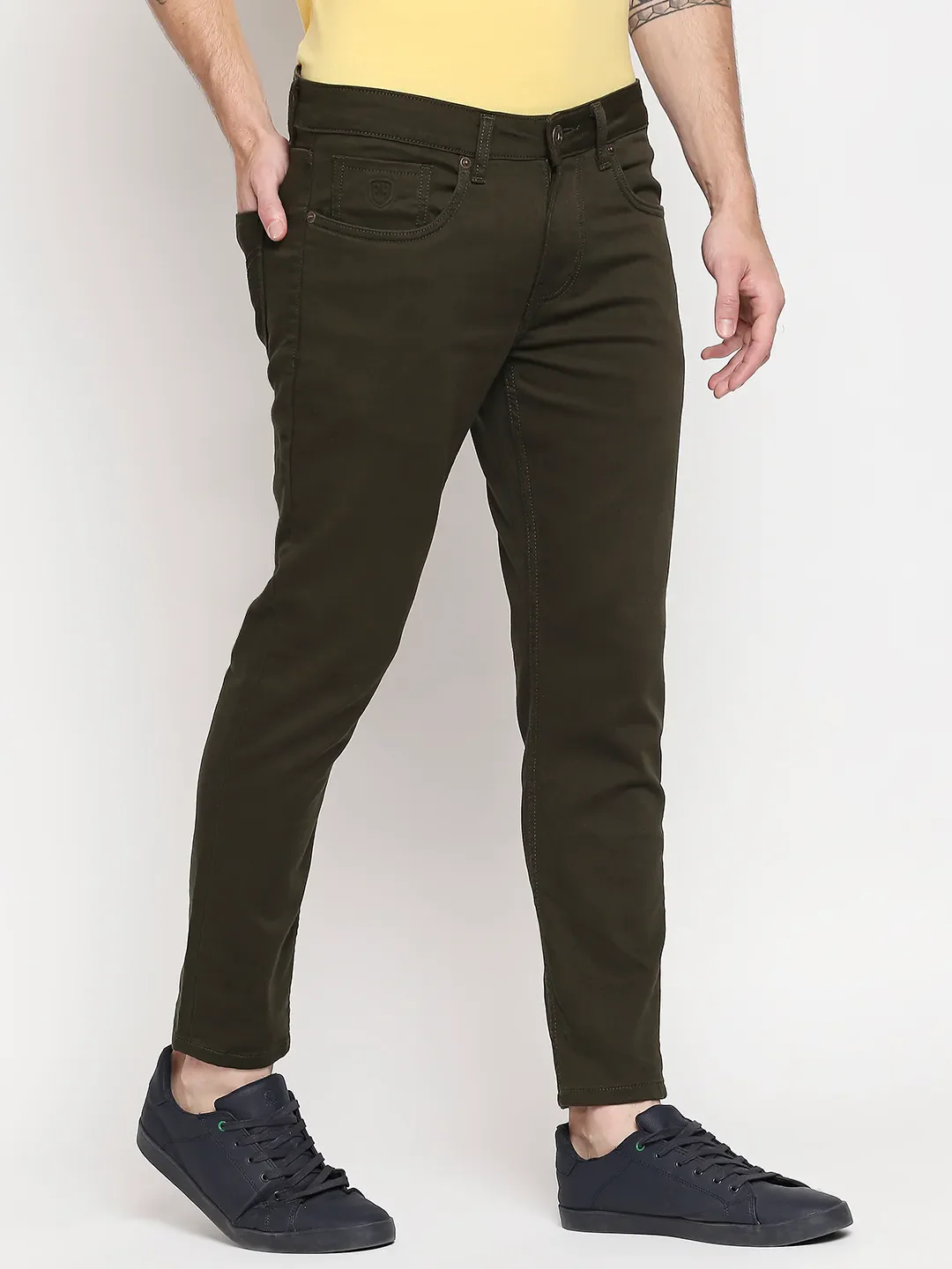 Olive Skinny Cropped Fit Men's Denims by Being Human Clothing - Image 3