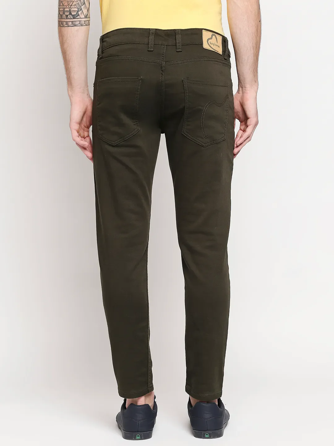 Olive Skinny Cropped Fit Men's Denims by Being Human Clothing - Image 4