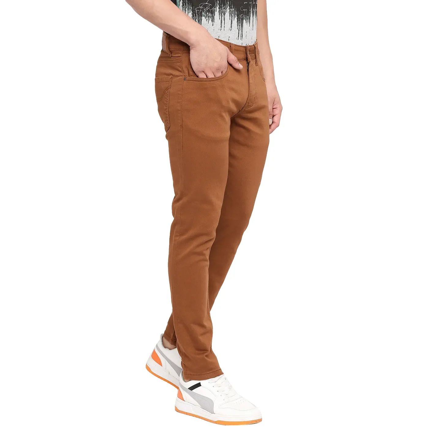 Orange Skinny Cropped Fit Men's Denims by Being Human Clothing - Image 3