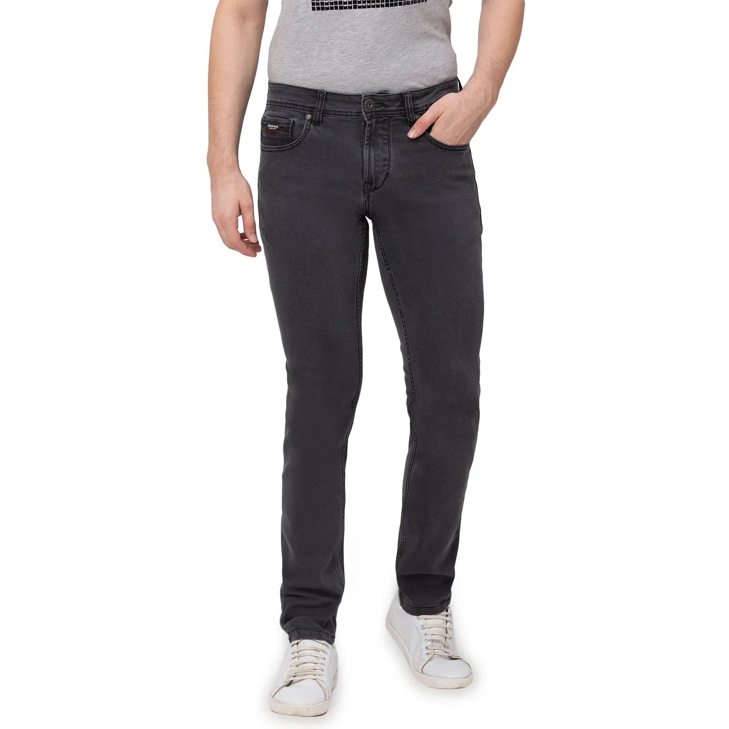 Black Skinny Straight Fit Men's Denims by Being Human Clothing