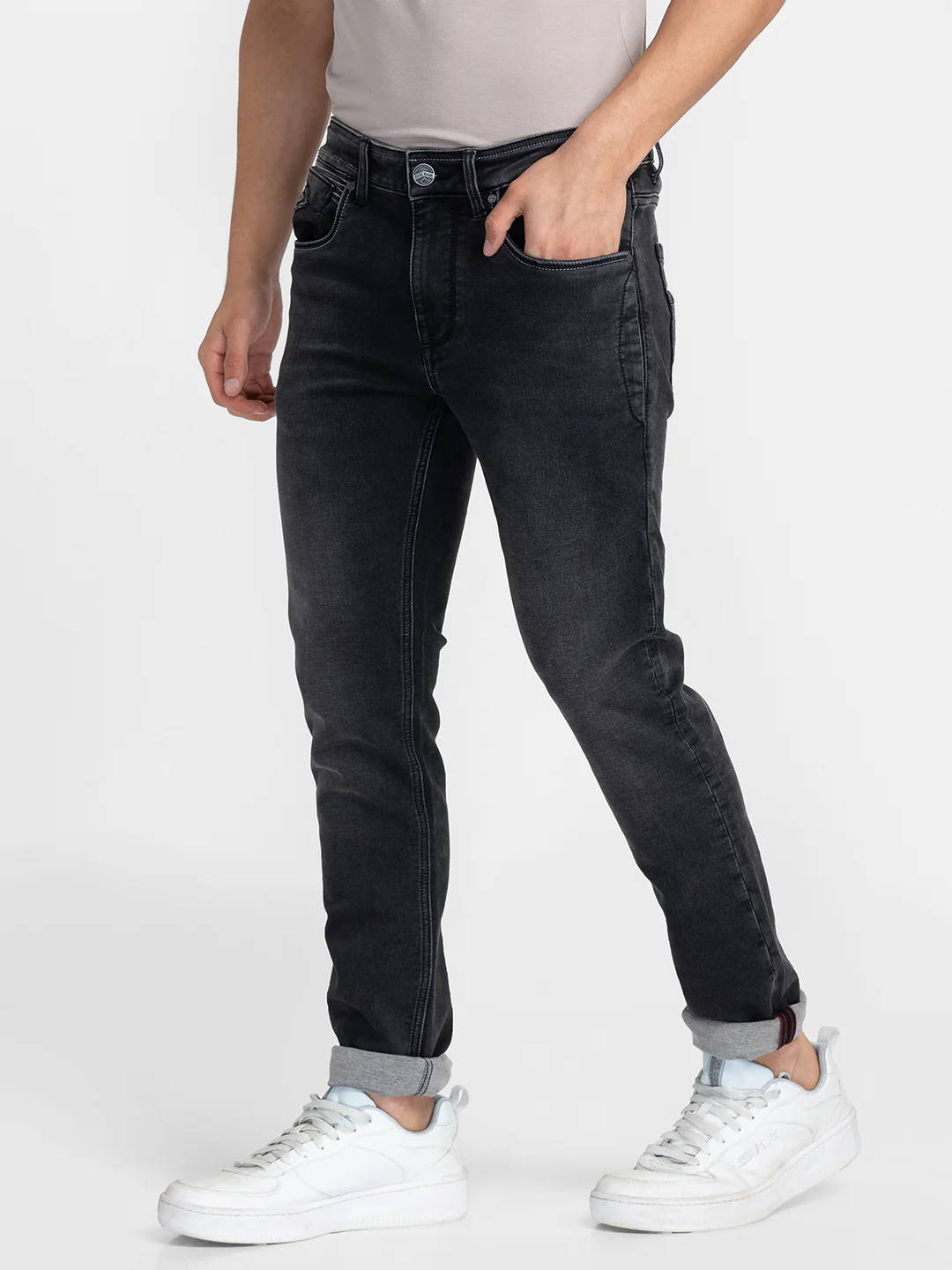 Black Skinny Fit Denims For Men By Being Human Clothing - Image 4