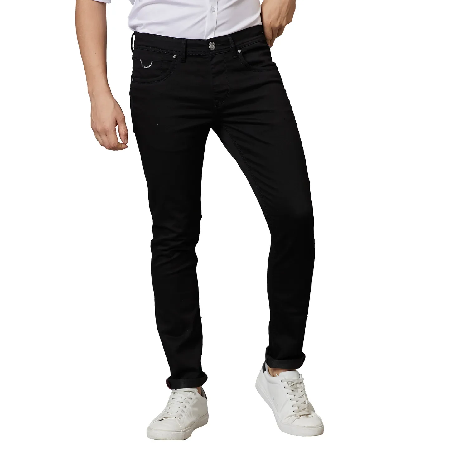 Black Skinny Straight Fit Men's Denims by Being Human Clothing