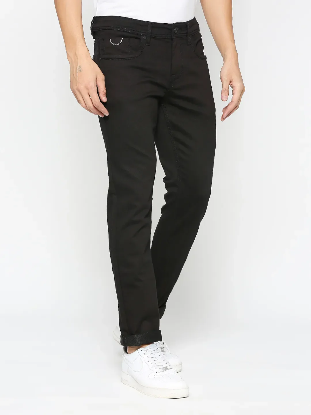 Black Skinny Straight Fit Men's Denims by Being Human Clothing - Image 3