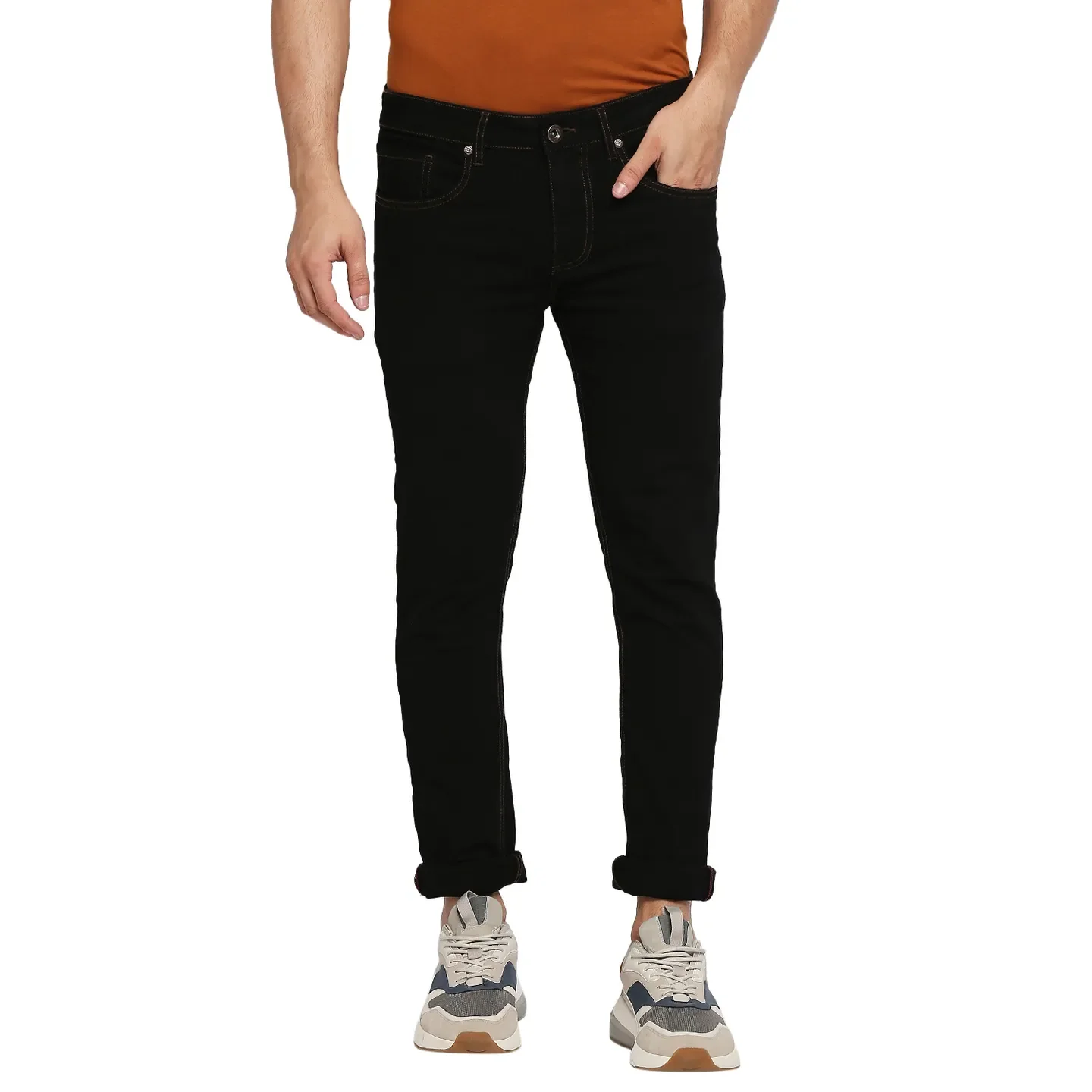 Black Skinny Straight Fit Men's Denims by Being Human Clothing