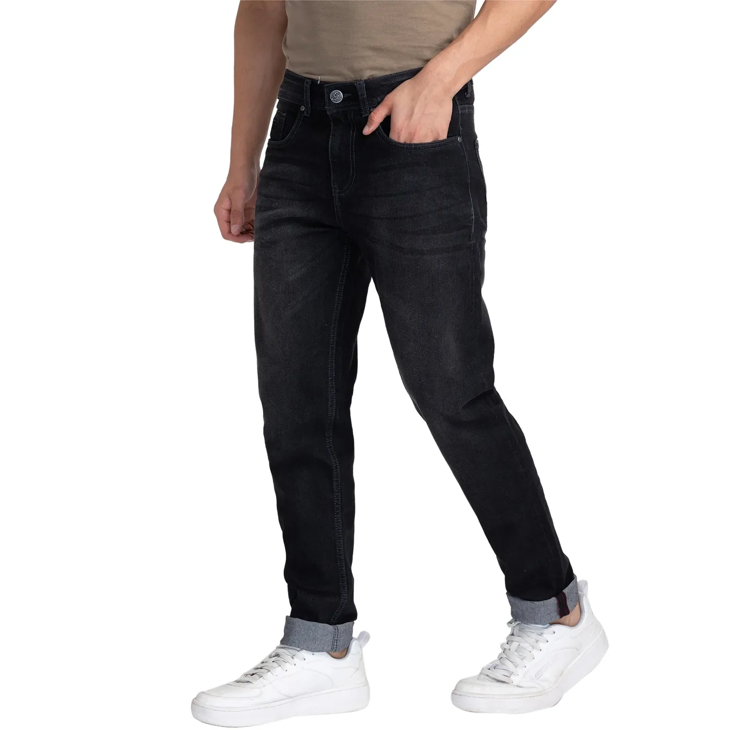 Black Skinny Straight Fit Men's Denims by Being Human Clothing - Image 4