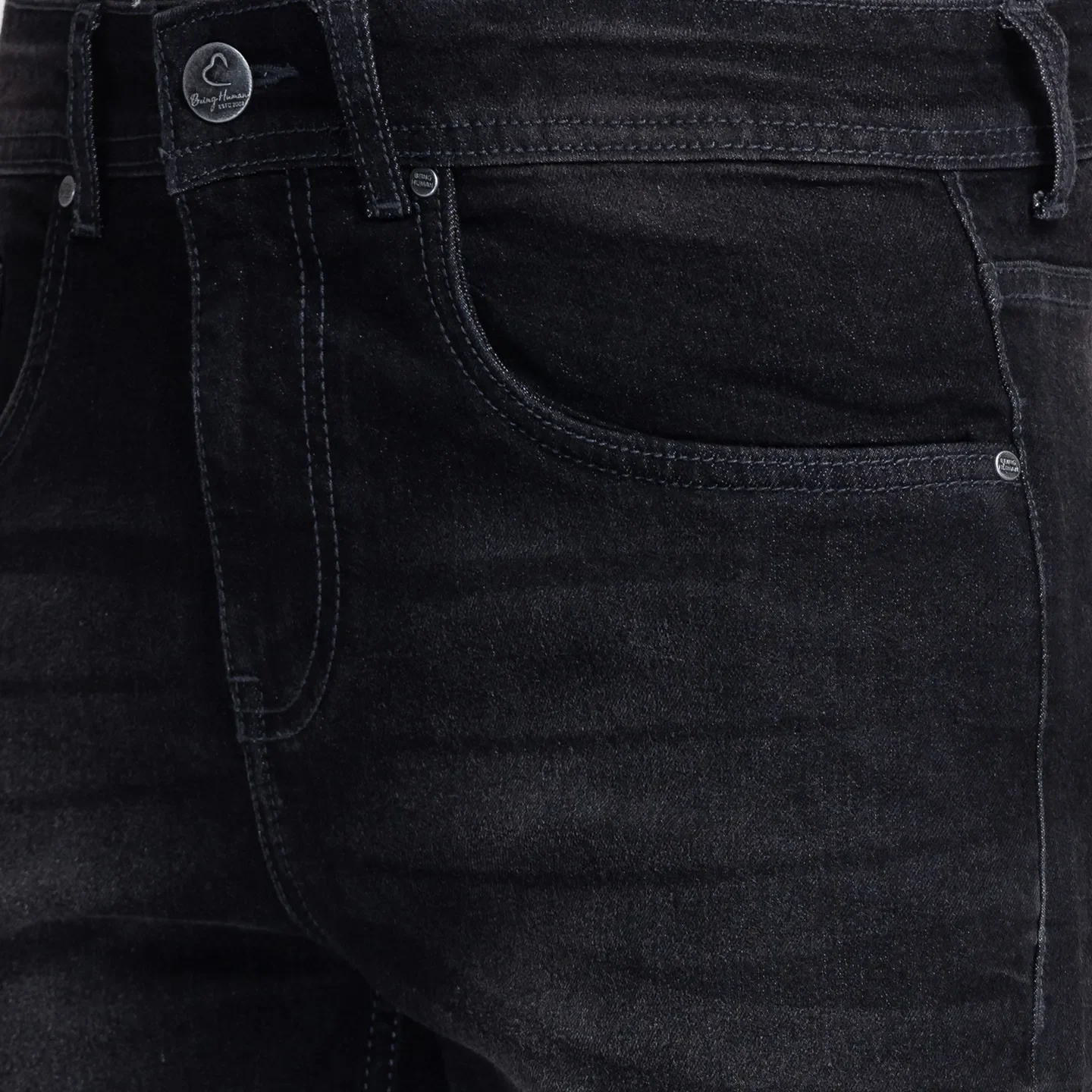 Black Skinny Straight Fit Men's Denims by Being Human Clothing - Image 5