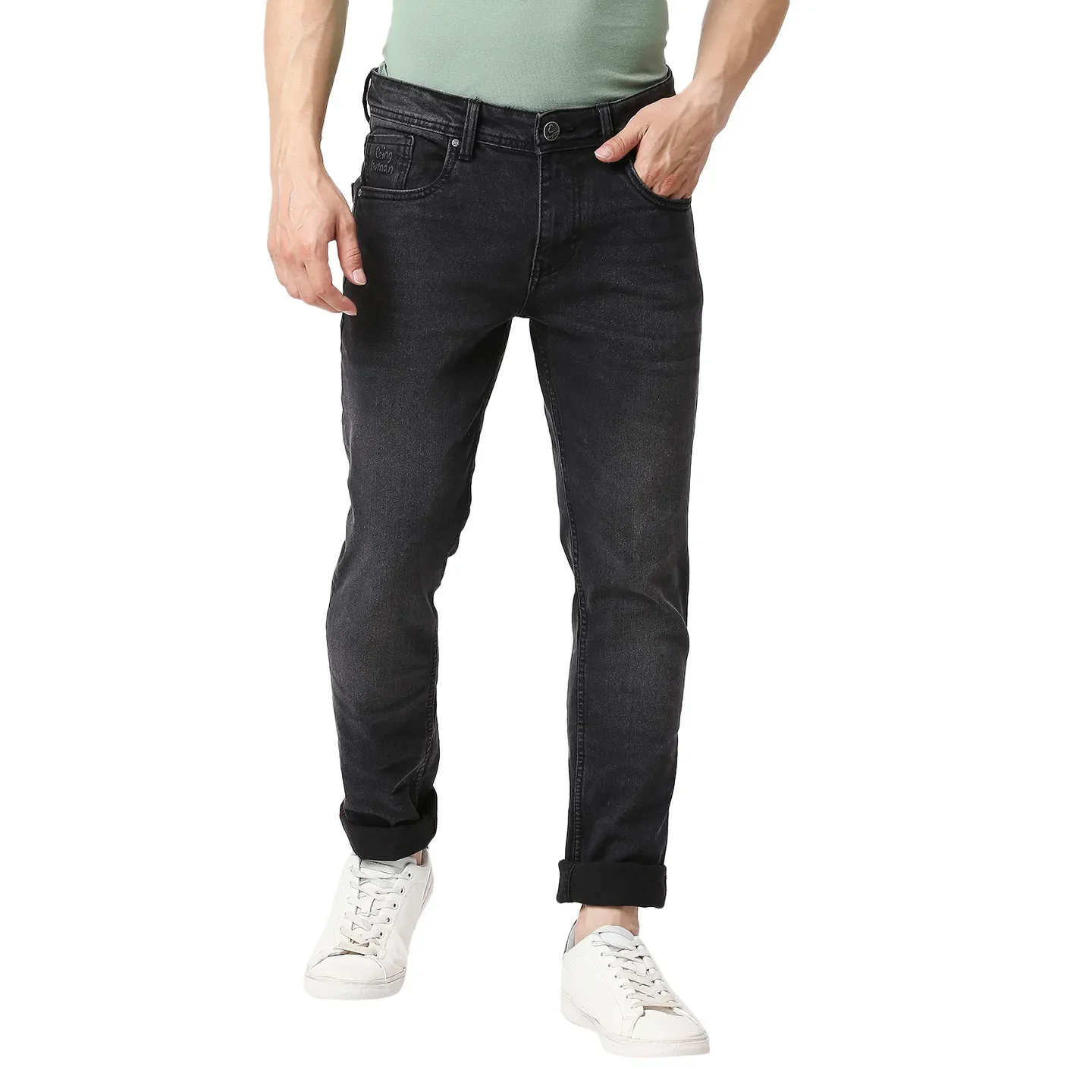 Black Skinny Straight Fit Men's Denims by Being Human Clothing