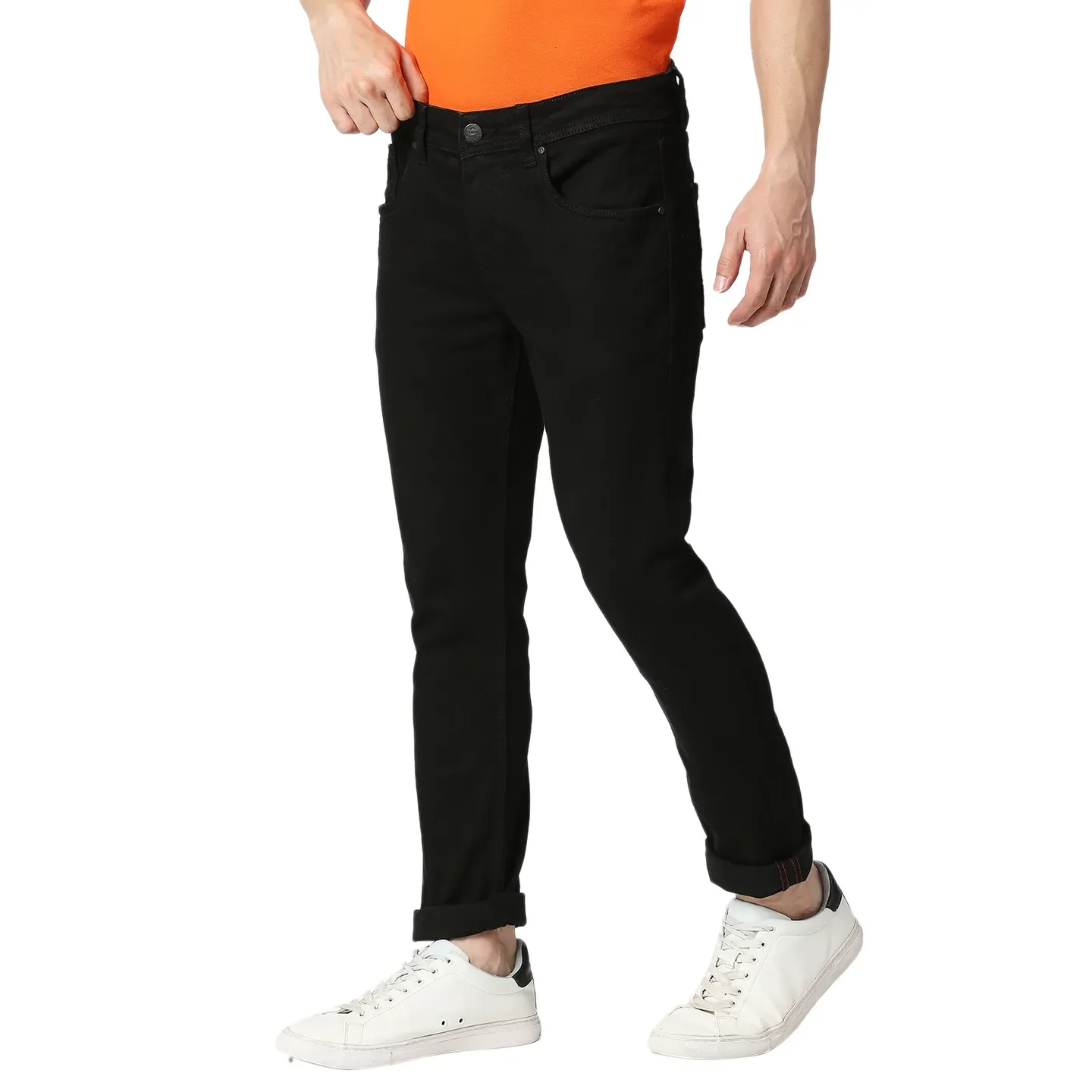 Black Skinny Straight Fit Men's Denims by Being Human Clothing - Image 2