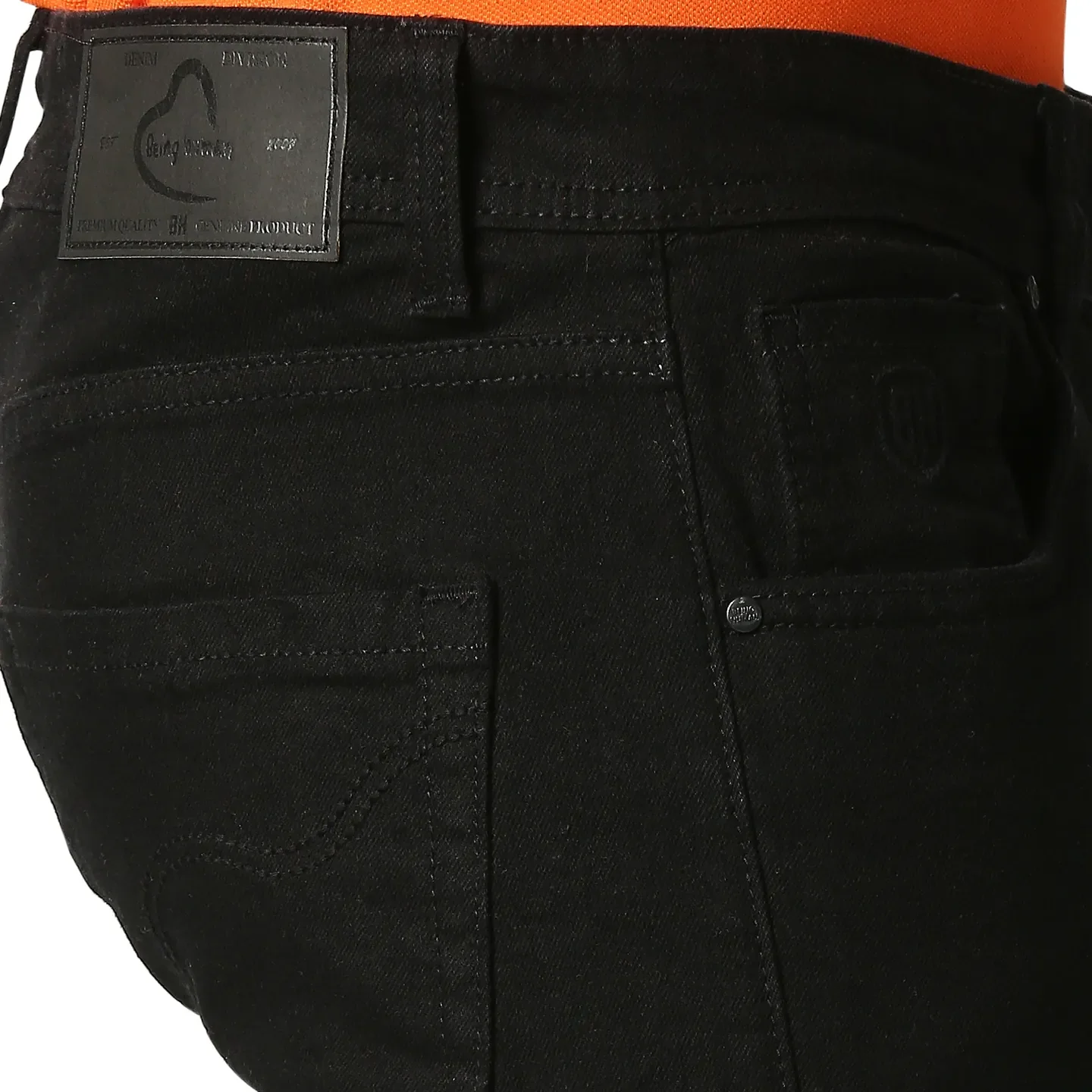 Black Skinny Straight Fit Men's Denims by Being Human Clothing - Image 4