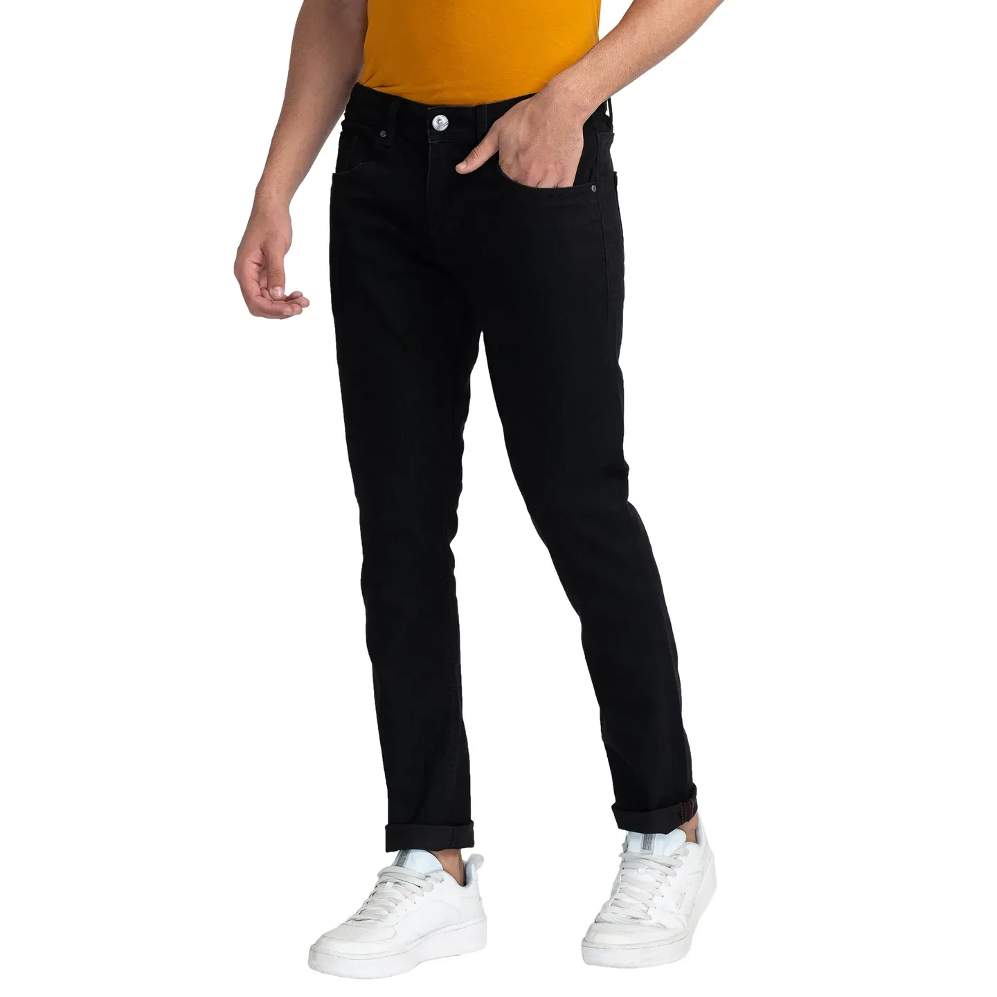 Black Skinny Straight Fit Men's Denims by Being Human Clothing - Image 4