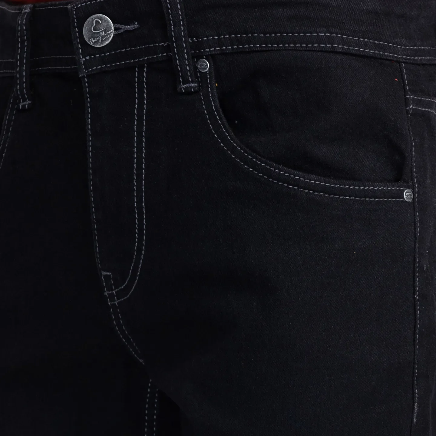 Black Skinny Straight Fit Men's Denims by Being Human Clothing - Image 5