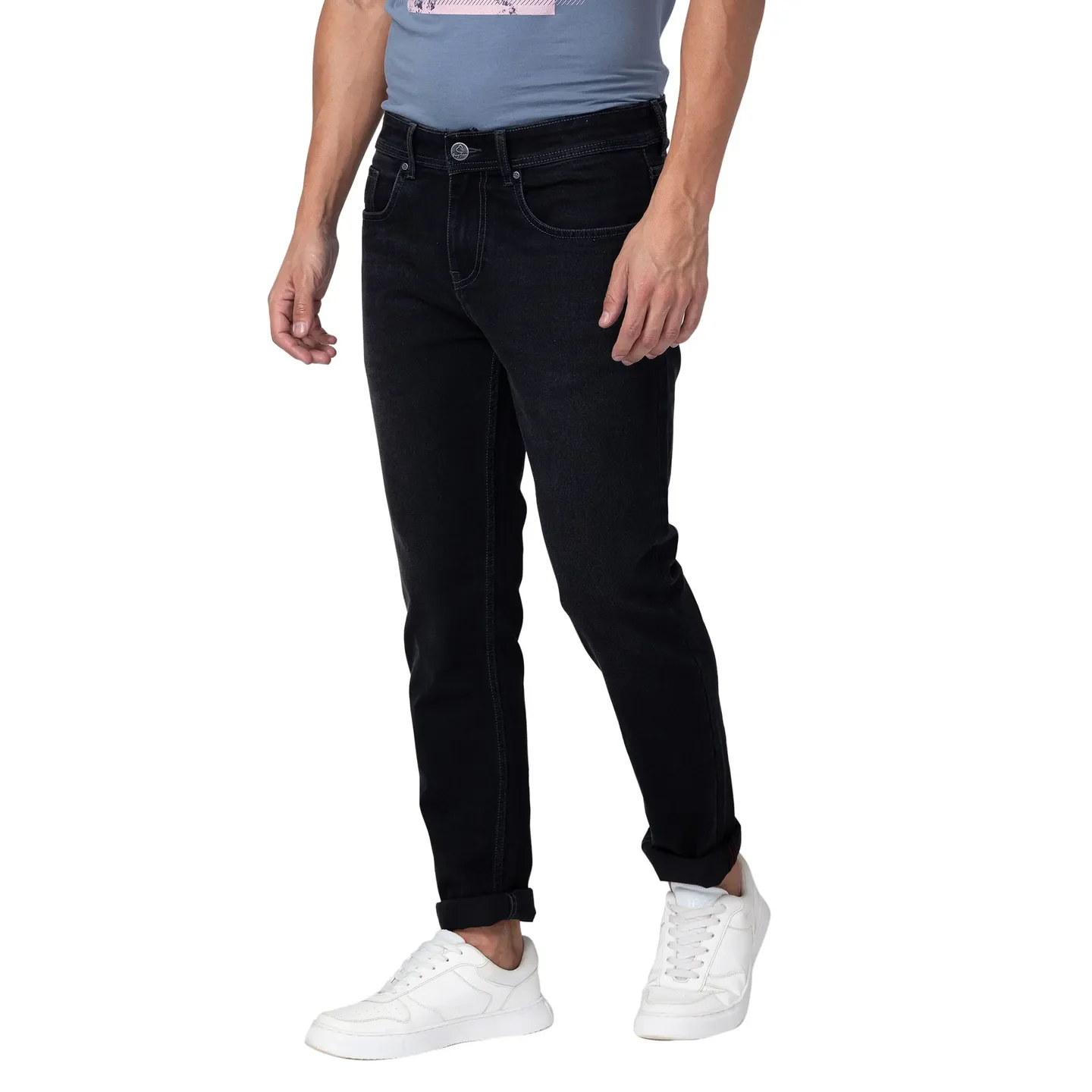 Black Skinny Straight Fit Men's Denims by Being Human Clothing - Image 2