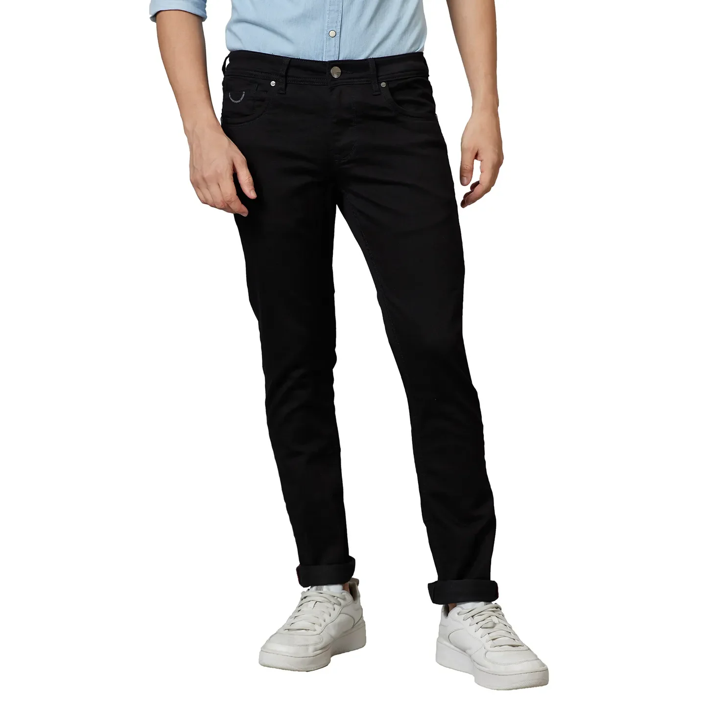 Black Skinny Straight Fit Men's Denims by Being Human Clothing