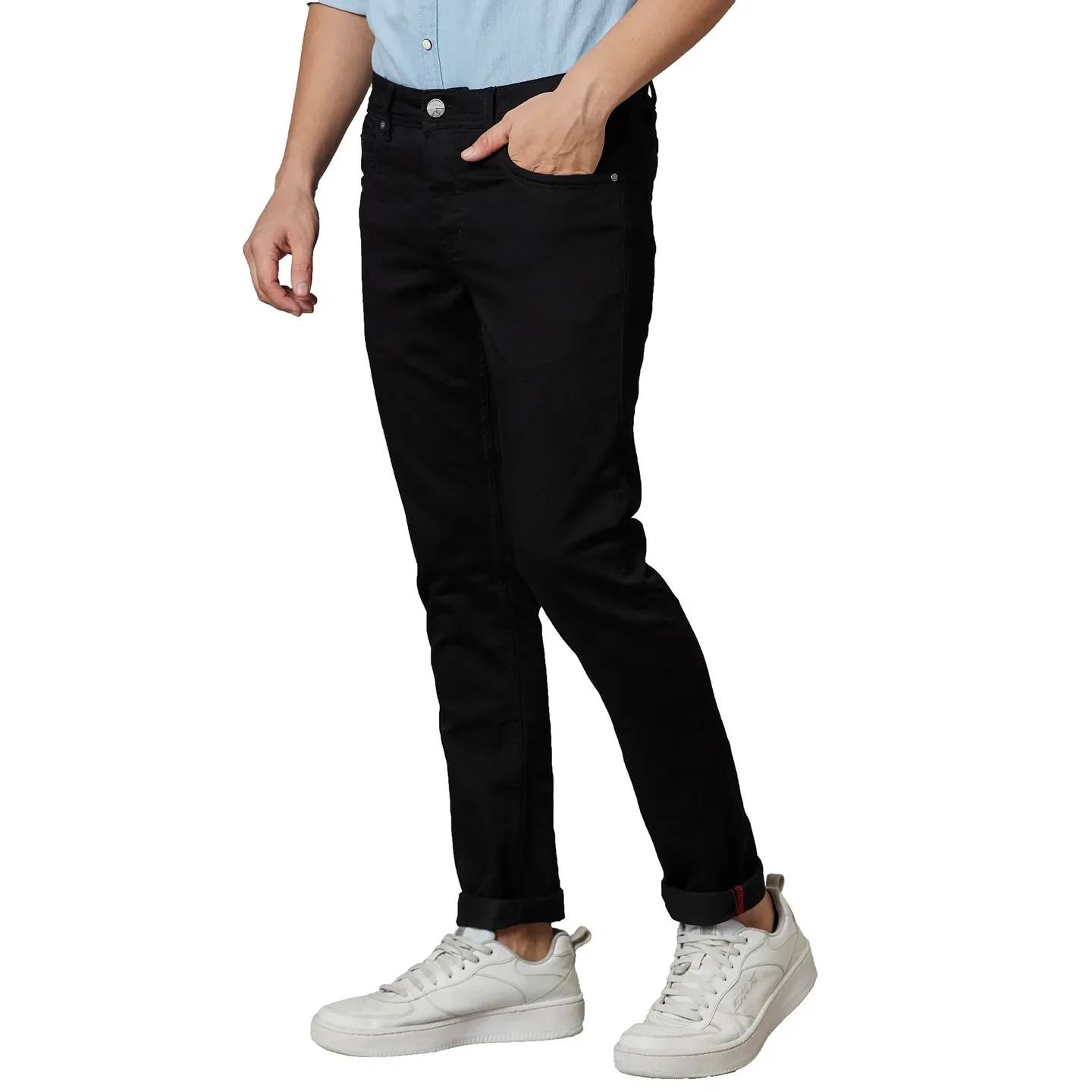 Black Skinny Straight Fit Men's Denims by Being Human Clothing - Image 3