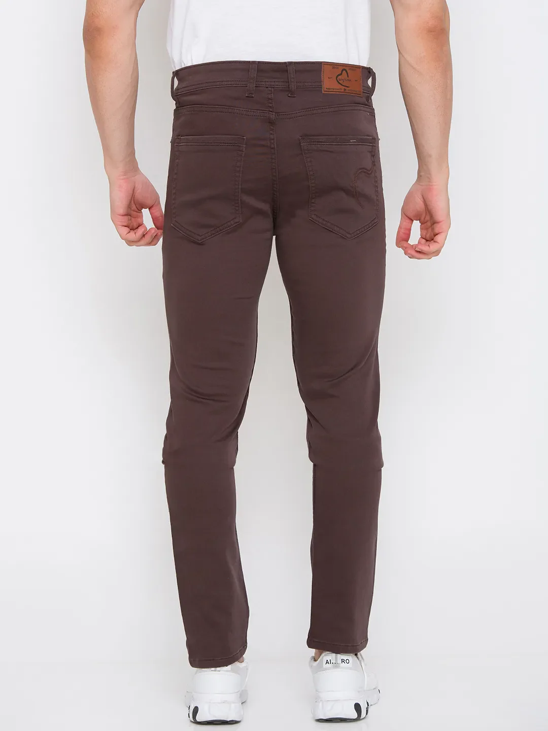 Brown Skinny Straight Fit Men's Denims by Being Human Clothing - Image 3