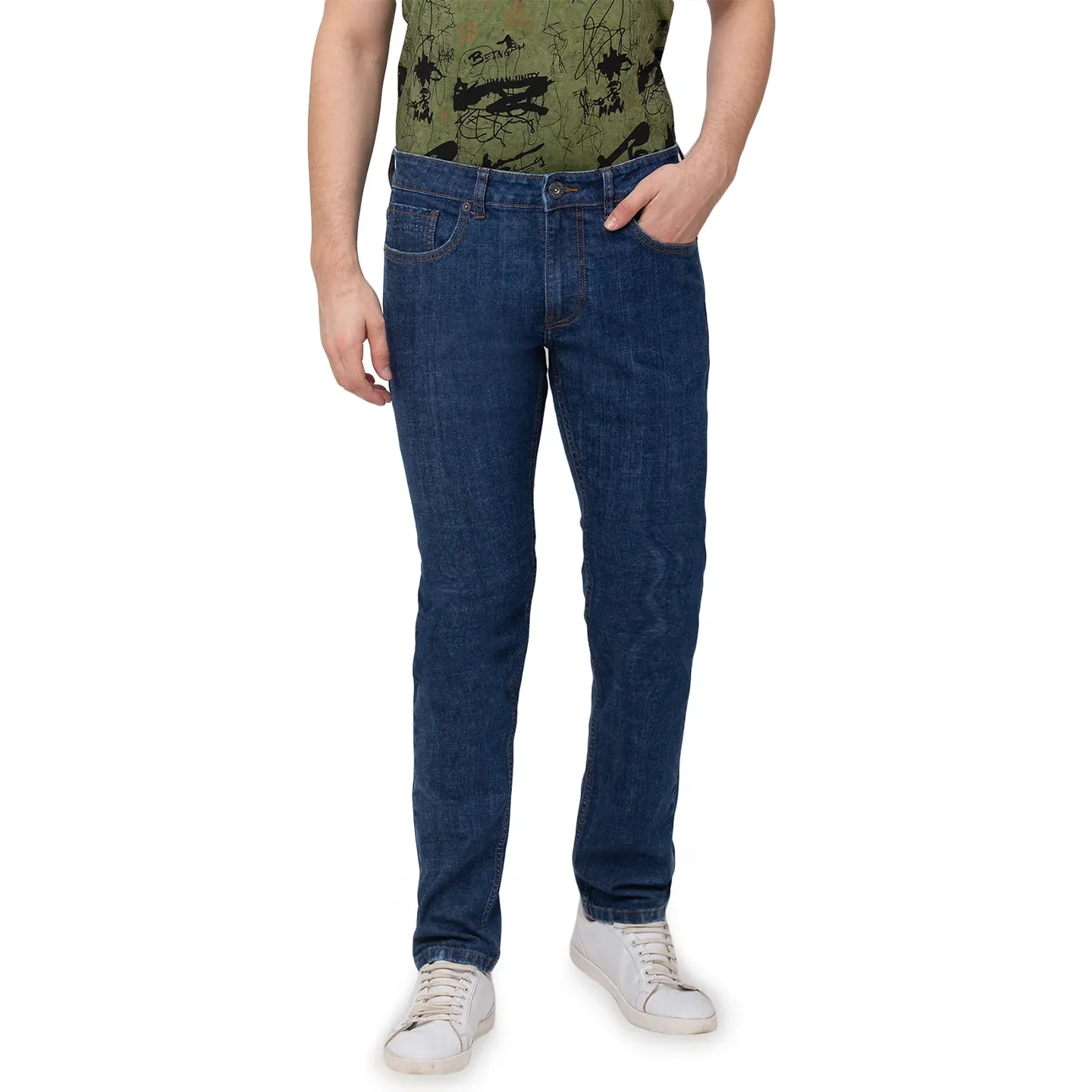 Blue Skinny Straight Fit Men's Denims by Being Human Clothing