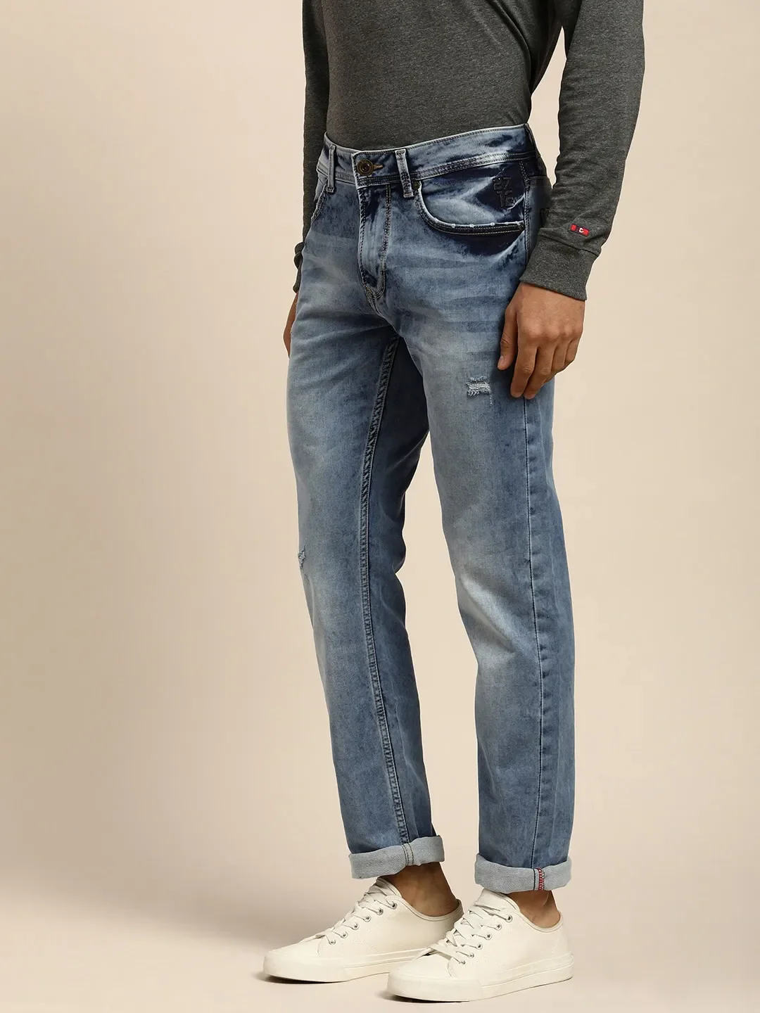 Blue Skinny Straight Fit Men's Denims by Being Human Clothing - Image 2