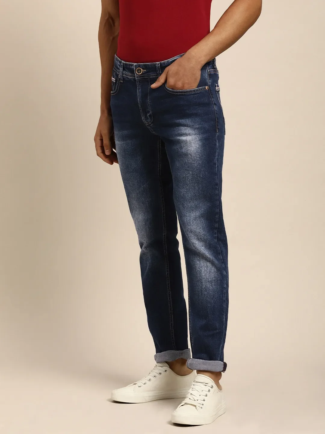 Blue Skinny Straight Fit Men's Denims by Being Human Clothing - Image 2