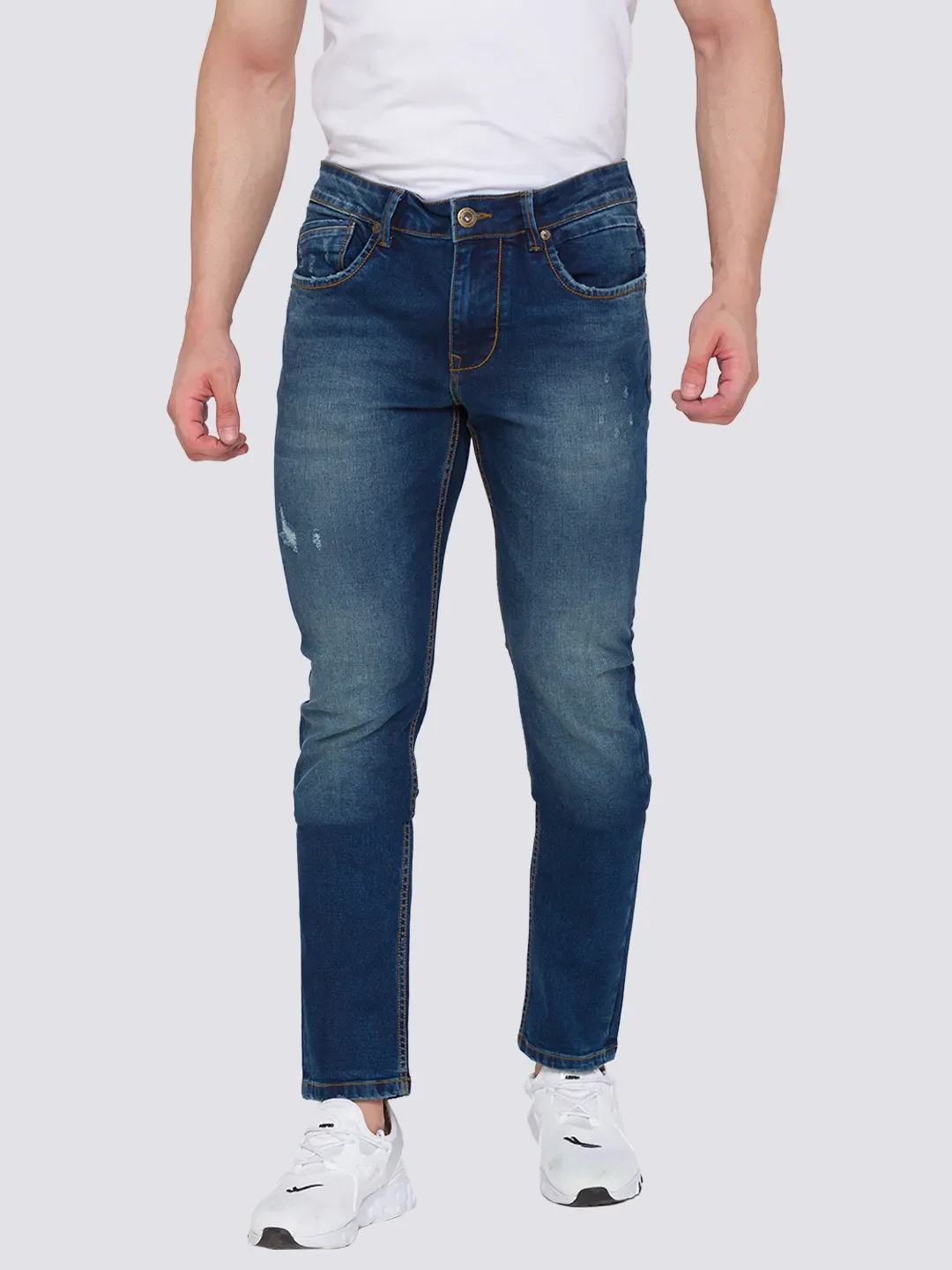 Blue Skinny Straight Fit Men's Denims by Being Human Clothing