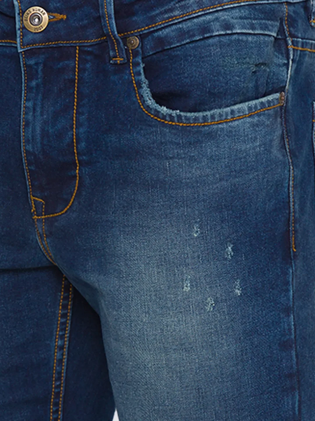 Blue Skinny Straight Fit Men's Denims by Being Human Clothing - Image 4