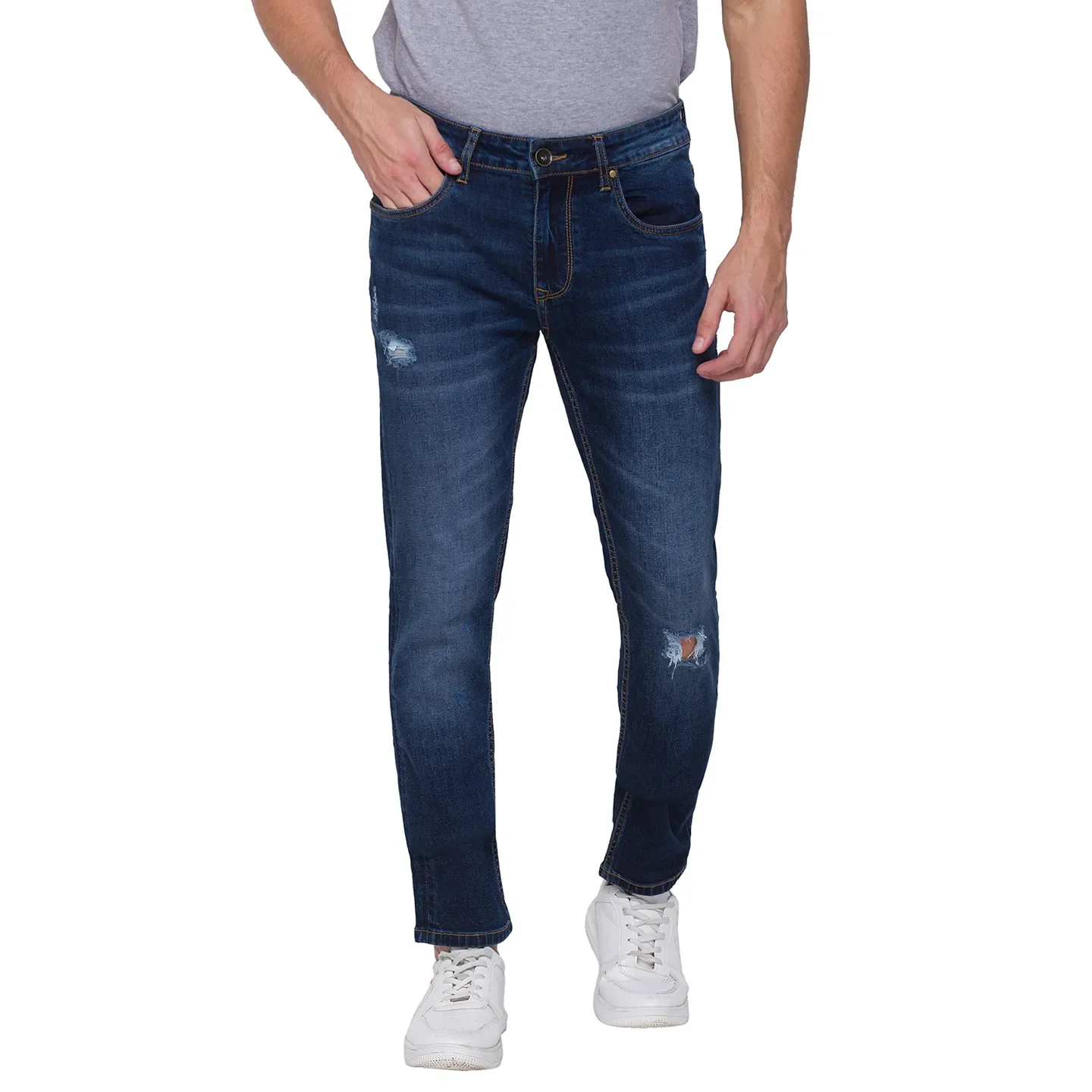 Blue Skinny Straight Fit Men's Denims by Being Human Clothing