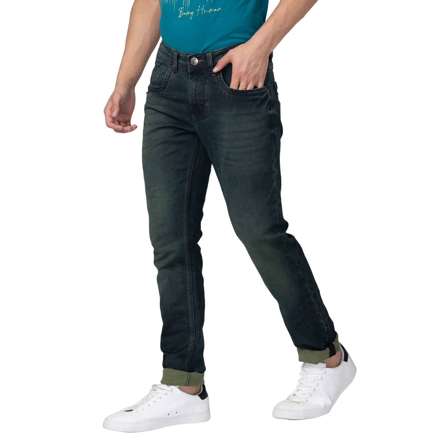 Blue Skinny Straight Fit Men's Denims by Being Human Clothing - Image 2