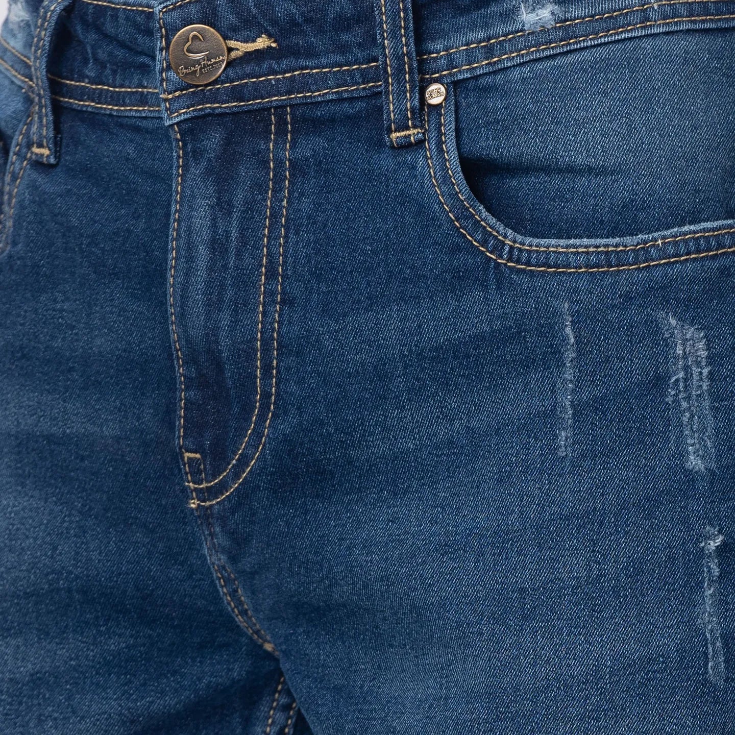 Blue Skinny Straight Fit Men's Denims by Being Human Clothing - Image 4
