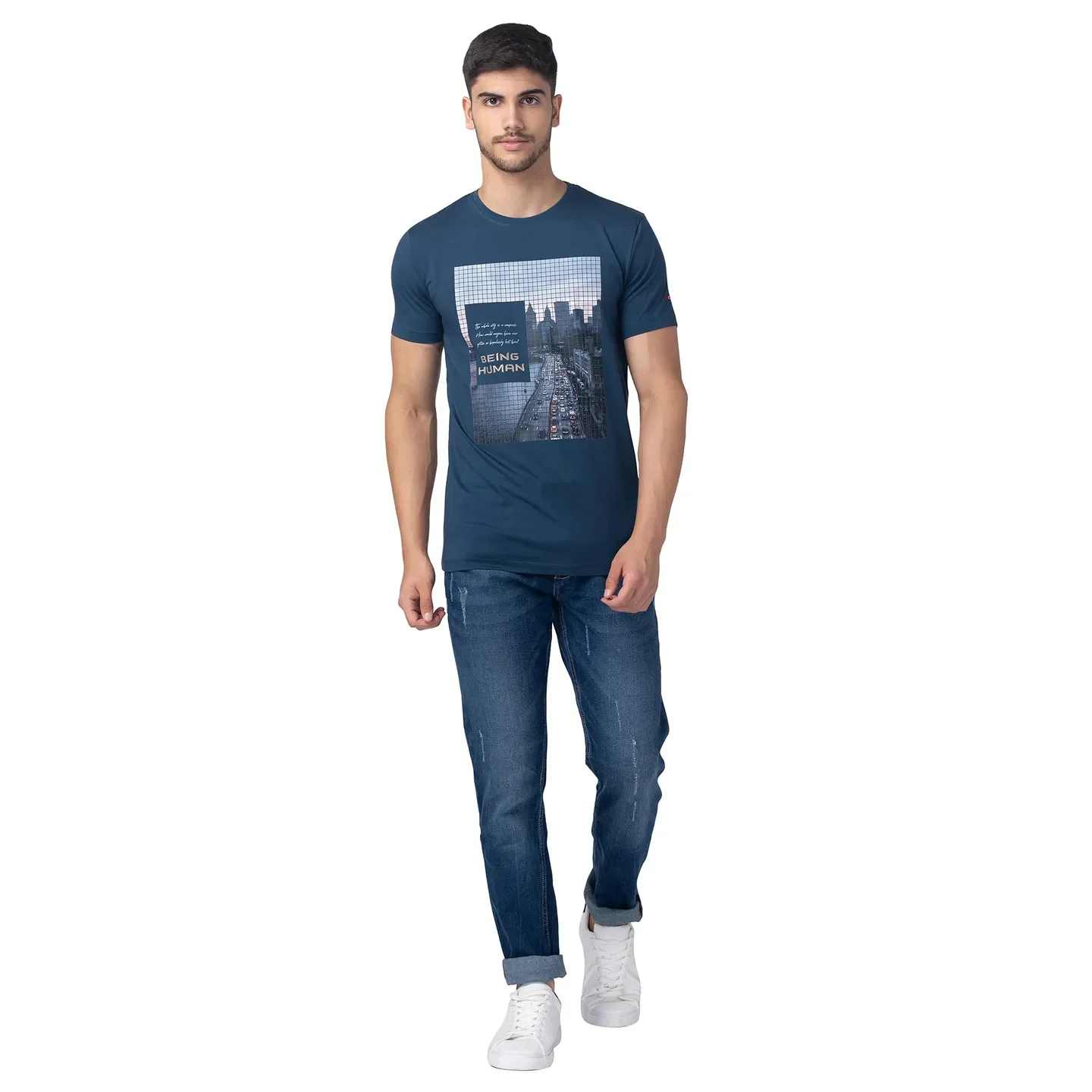 Blue Skinny Straight Fit Men's Denims by Being Human Clothing - Image 5