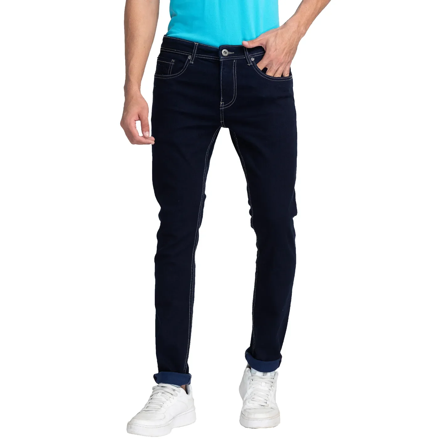 Blue Skinny Straight Fit Men's Denims by Being Human Clothing