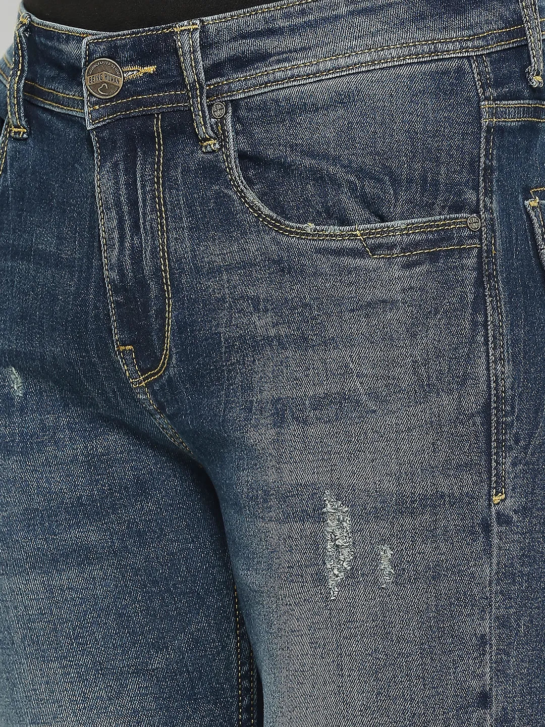 Blue Skinny Straight Fit Men's Denims by Being Human Clothing - Image 4
