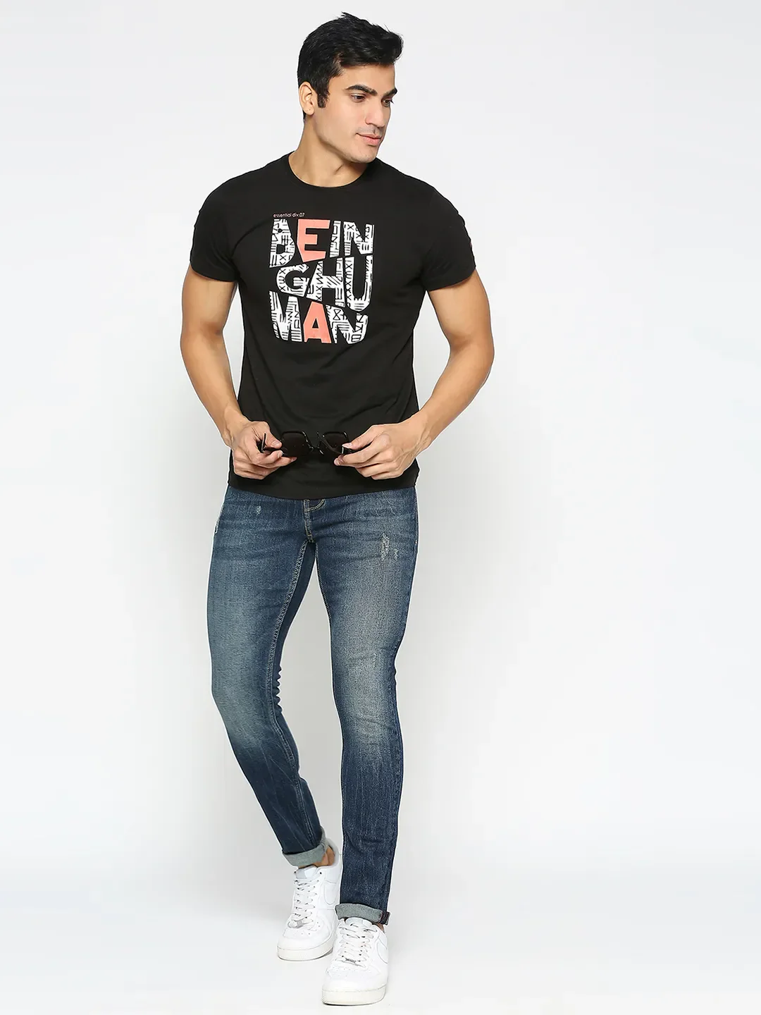 Blue Skinny Straight Fit Men's Denims by Being Human Clothing - Image 5