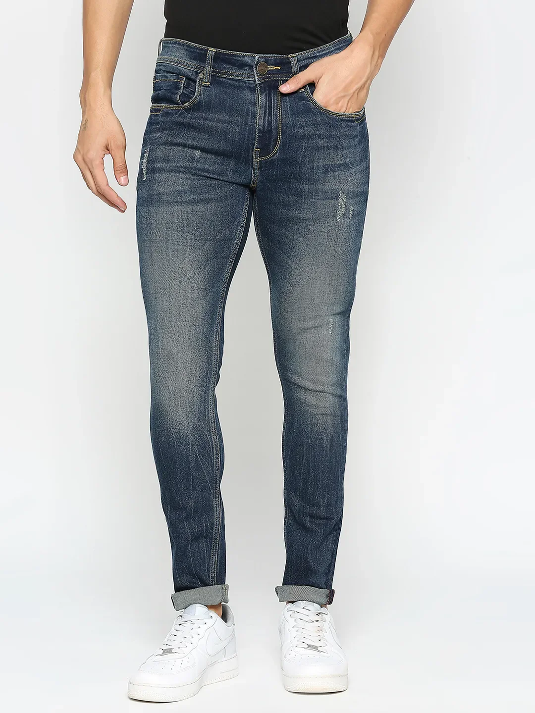 Blue Skinny Straight Fit Men's Denims by Being Human Clothing - Image 6