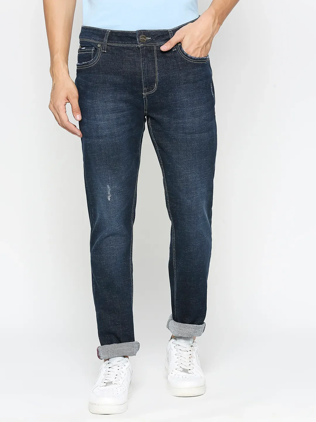 Blue Skinny Straight Fit Men's Denims by Being Human Clothing