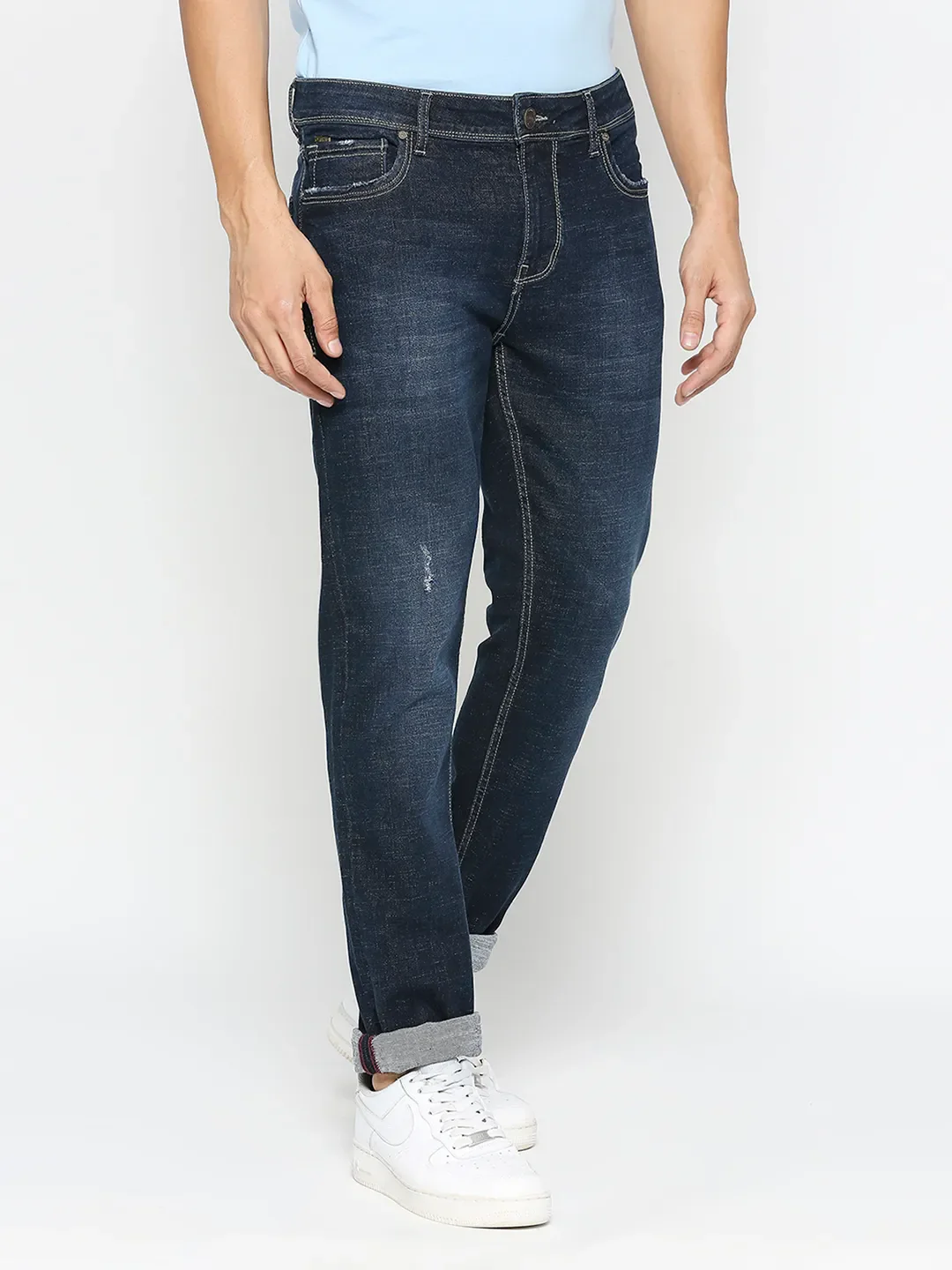 Blue Skinny Straight Fit Men's Denims by Being Human Clothing - Image 3