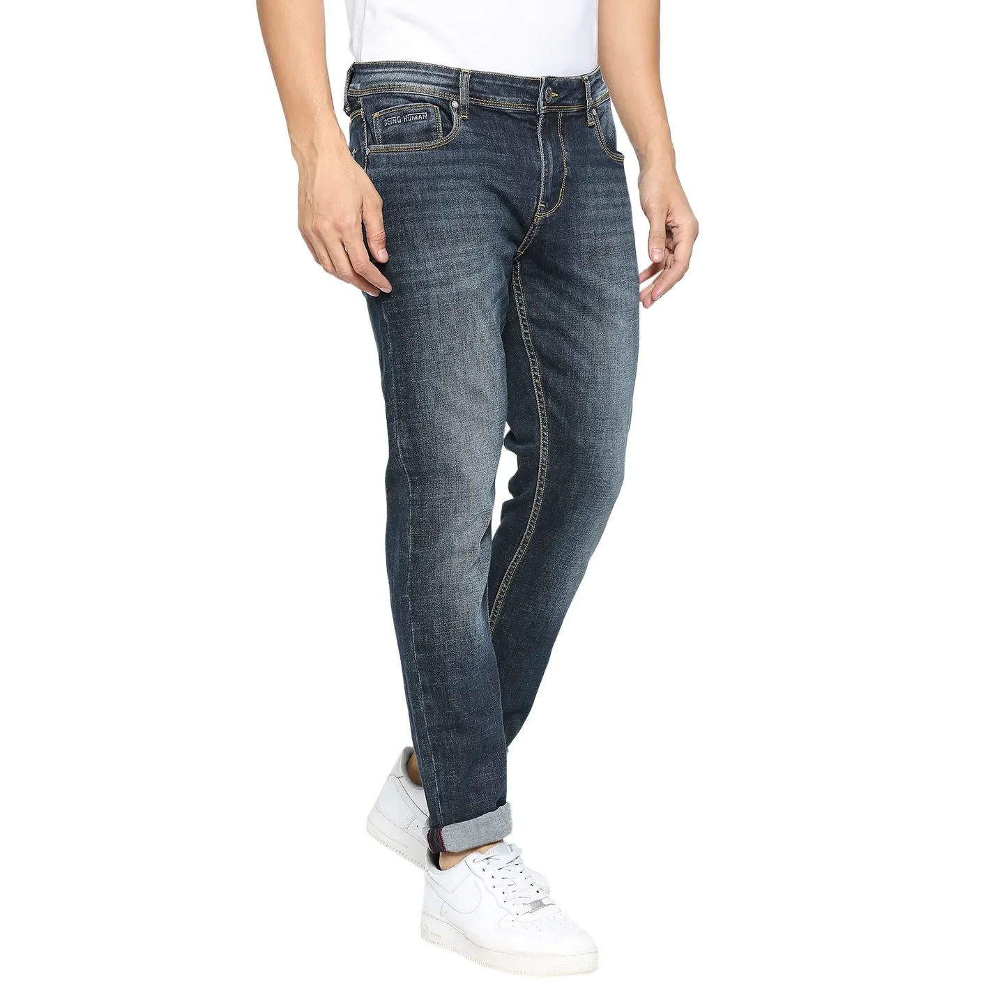 Blue Skinny Straight Fit Men's Denims by Being Human Clothing - Image 3