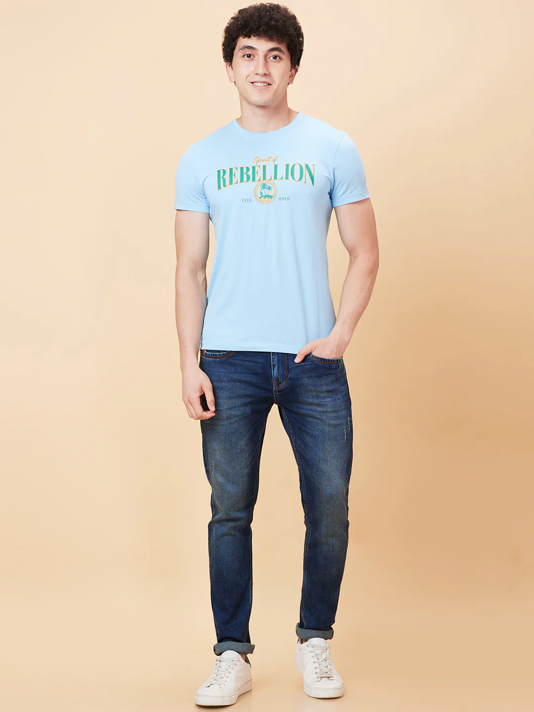 Dark Blue Skinny Fit Denims For Men By Being Human Clothing - Image 2