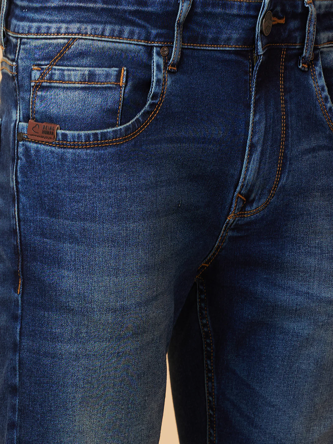 Dark Blue Skinny Fit Denims For Men By Being Human Clothing - Image 5