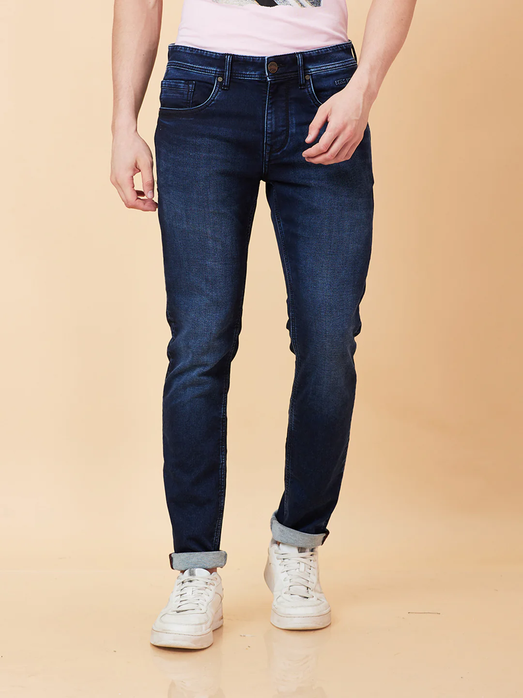 Dark Blue Skinny Fit Denims For Men By Being Human Clothing - Image 2