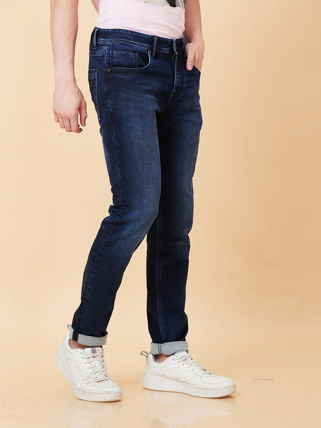 Dark Blue Skinny Fit Denims For Men By Being Human Clothing - Image 4