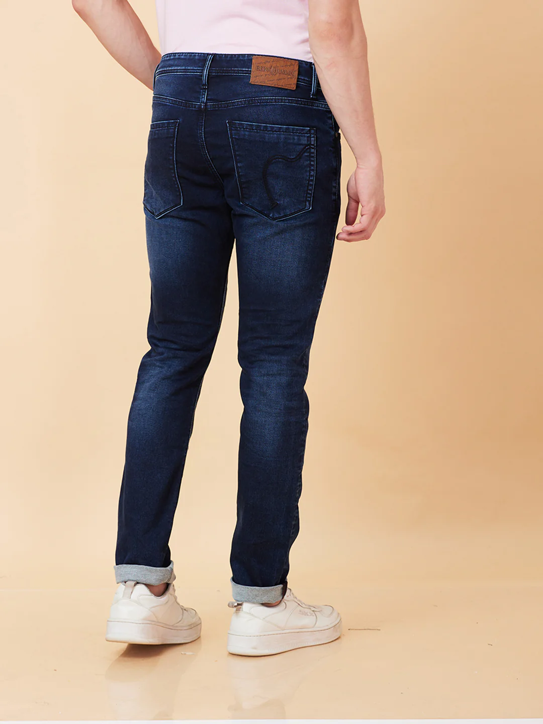 Dark Blue Skinny Fit Denims For Men By Being Human Clothing - Image 5