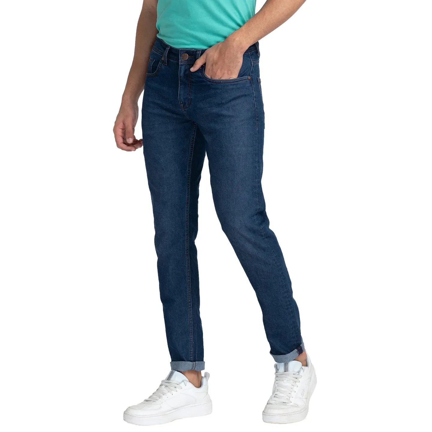 Blue Skinny Straight Fit Men's Denims by Being Human Clothing - Image 4