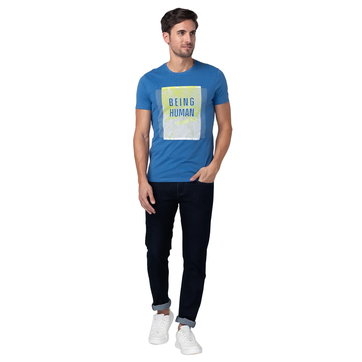 Blue Skinny Straight Fit Men's Denims by Being Human Clothing - Image 3