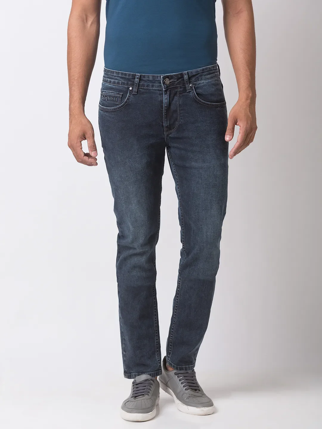 Grey Skinny Straight Fit Men's Denims by Being Human Clothing